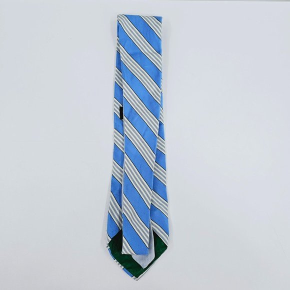 Tommy Hilfiger Tie Blue White Stripe 100% Silk USA Made Classic Work Gift Preppy - Picture 6 of 11